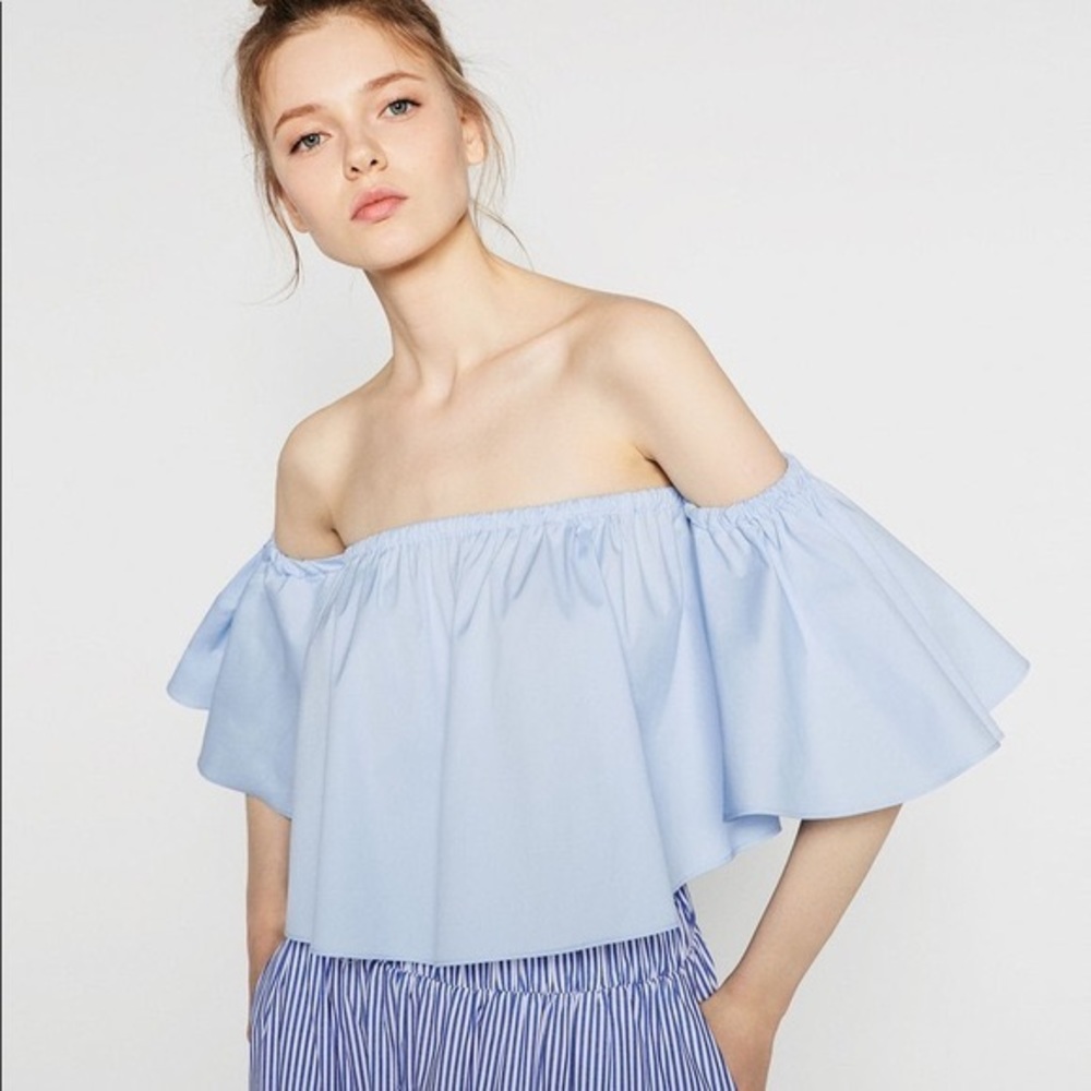 Zara Off shoulder Blouse Blue Size Medium
